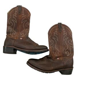 Double H Men's 12” Robert Brown Western Cowboy AG7 Steel Toe Work Boots USA